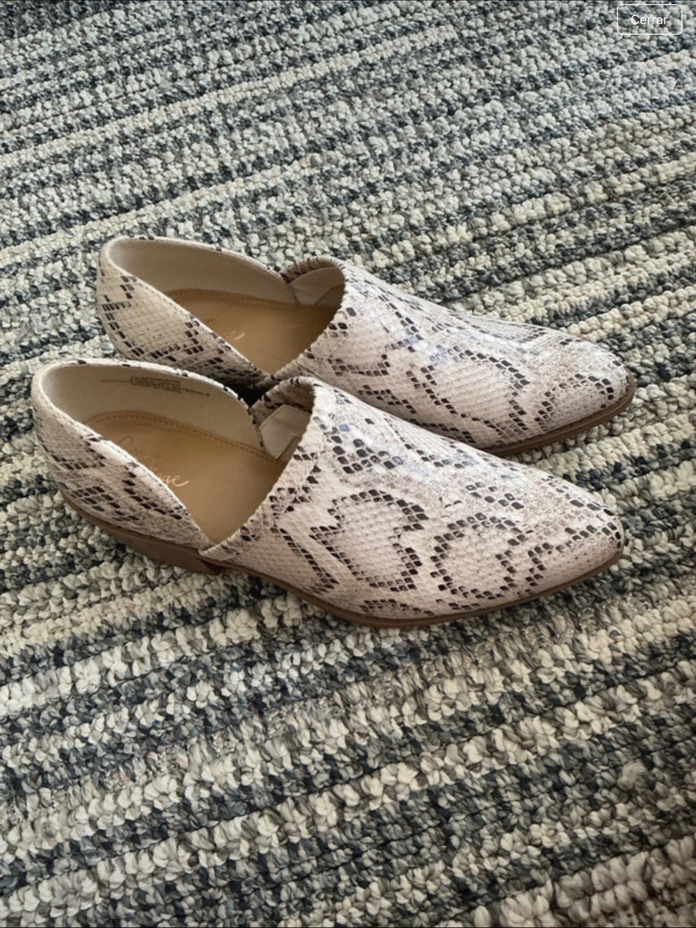 Women's Beige Snake-Print Slip-On Loafers